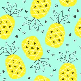 tropical summer seamless background with repeating pineapples. great for print on fabric and children clothes, apparel, as a background texture for your web site of blog.