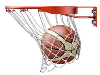 basketball going into the basket hoop - 3d illustration