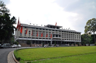 the reunification palace in the city of ho chi minh city, vietnam. it was the home and workplace of the president of south vietnam during the vietnam war.