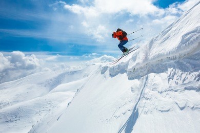 good skiing in the snowy mountains, carpathians, ukraine, good winter day, incredible ski jump, ski season
