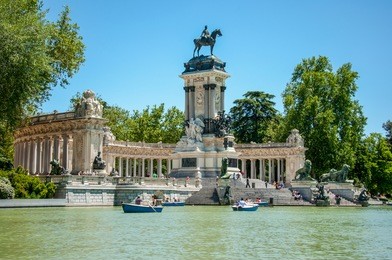 buen retiro park in madrid, spain