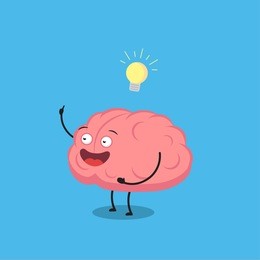 funny cartoon brain have an idea. vector illustration