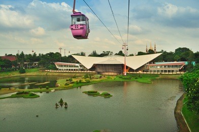 view of the lake in tamanmini, jakarta, indonesia
