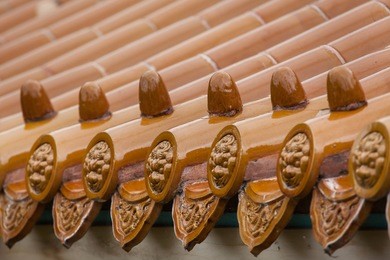 traditional chinese glazed roof tiles. 