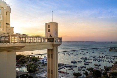elevador lacerda (lacerda elevator) at sunset - salvador, bahia, brazil