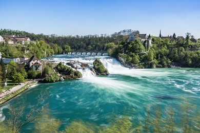 longtime exposure shot of the rhine falls in switzerland
