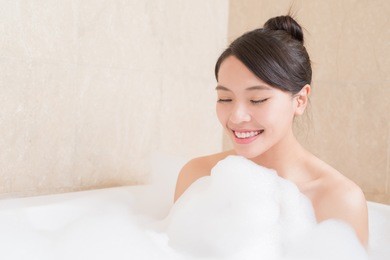 beauty woman take bath in the bathroom