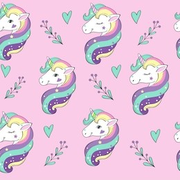 unicorn pop art seamless pattern on the pink background
