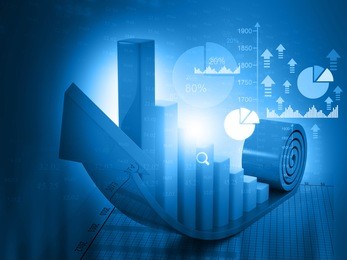 3d business growth chart. financial charts on abstract business background 