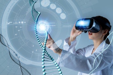 genetic technology concept, gene engineering, 3d rendering, abstract image visual