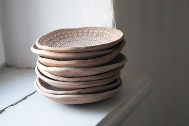ceramic plates from red clay