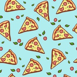 hand draw pizza. doodle pizza seamless pattern background. fast food seamless vector pattern.