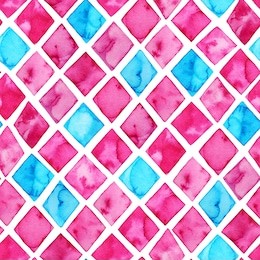 watercolor seamless pattern. pink color. hand drawn colorful ornament for wrapping paper. rhombus geometric forms. 