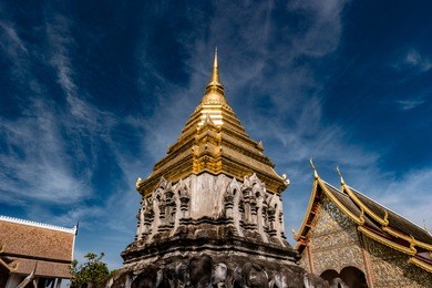 wat chiang man at sunrise, the oldest temple in chiang mai, thailand.