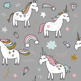 unicorn magic seamless vector pattern