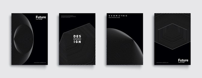 minimal dark covers set. future geometric design. abstract 3d meshes. eps10 vector.