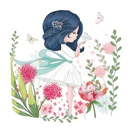 beautiful girl in flower garden vector design.