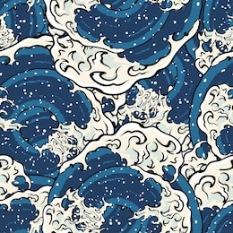 japanese art ocean wave graphic seamless texture pattern vector art design illustration