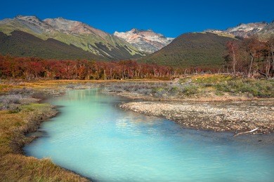 gorgeous landscape of patagonia's tierra del fuego national park in autumn, argentina