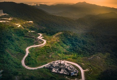 view of mountain and sun rice from genting hightland  