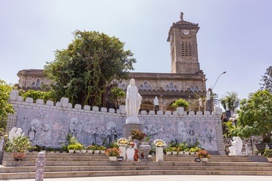 nha trang cathedral, king cathedral (stone church) in the morning. nha trang, vietnam