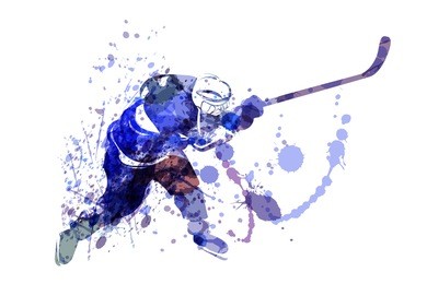 vector watercolor illustration of hockey player