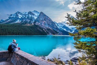 beautiful lake louise in banff national park in the rocky mountains of alberta canada