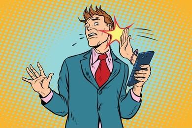 online slap, the relationship of men and women. pop art retro vector illustration