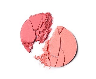 crushed blush or face powder isolated on white 