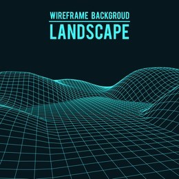 wireframe landscape background. abstract vector.3d technology illustration.