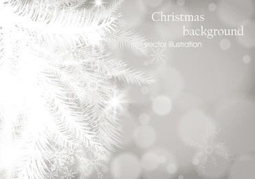 winter background with christmas decoration, fur tree and silver for xmas design. eps 10