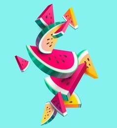 fresh sliced watermelon fruit on bright background