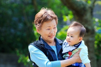 cute baby and the elderly