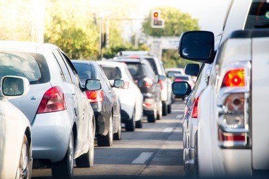car on highway in traffic jam