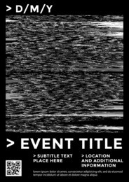 grayscale abstract digital glitch art interference noise design flyer poster banner template isolated background

