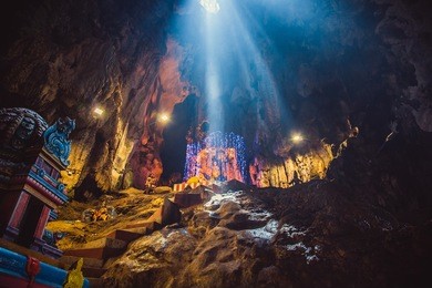 hinduism statue of temple at batu caves in kuala lumpur, malaysia