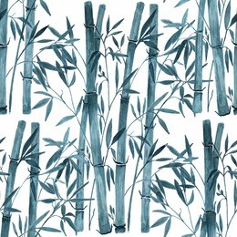 bamboo on white background. seamless watercolor tropical pattern.