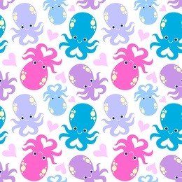 vector illustration seamless pattern with octopus cartoon