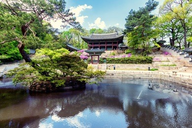 buyeongji pond at the huwon park, secret garden, changdeokgung palace, seoul