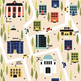 seamless pattern - colored city map. vector.