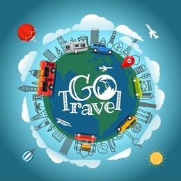 travel around the earth. go travel concept. vector illustration