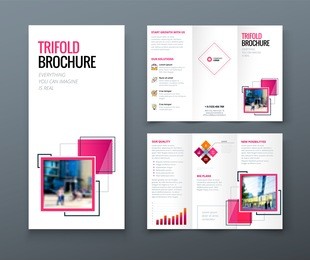 tri fold brochure design. corporate business template for tri fold flyer with rhombus square shapes