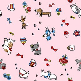 seamless pattern with cute dogs. vector background for kids.