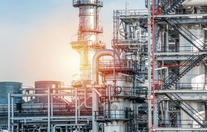 industrial zone,the equipment of oil refining,close-up of industrial pipelines of an oil-refinery plant,detail of oil pipeline with valves in large oil refinery.
