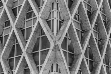 building business city construction geometry. abstract architecture, fragment of modern urban geometry. black and white. business building/ office center in la defense, paris, france