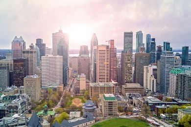 montreal downtown sunrise