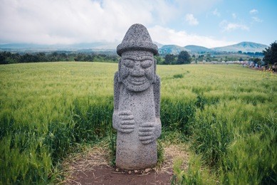 dolharubang the "grandfather stones" and also a national landmark symbol of jeju island in south korea