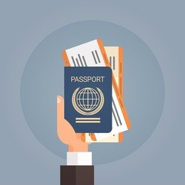 hand holding passport ticket boarding pass travel document flat vector illustration