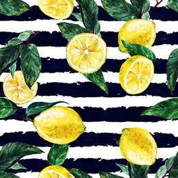 lemons. watercolor seamless pattern.