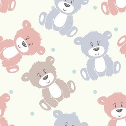 vector cute seamless pattern with cartoon bear